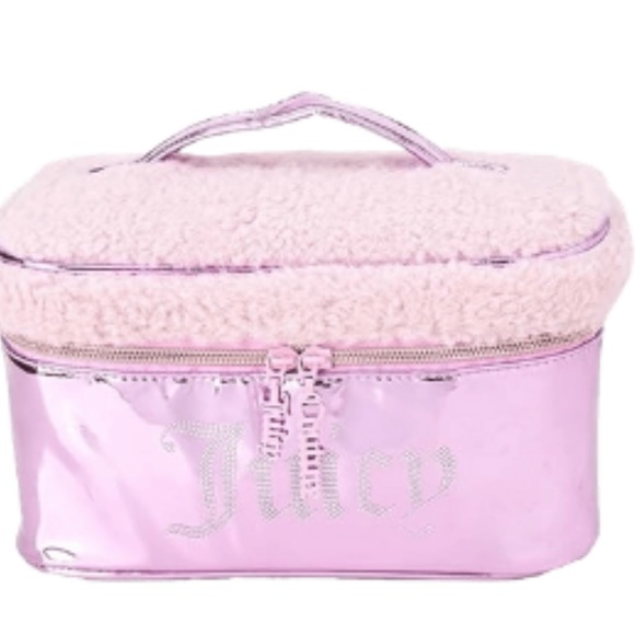 ‼️NOT FOR SALE‼️ Juicy Couture Pink Rhinestone Sherpa Train Case - Picture 2 of 9